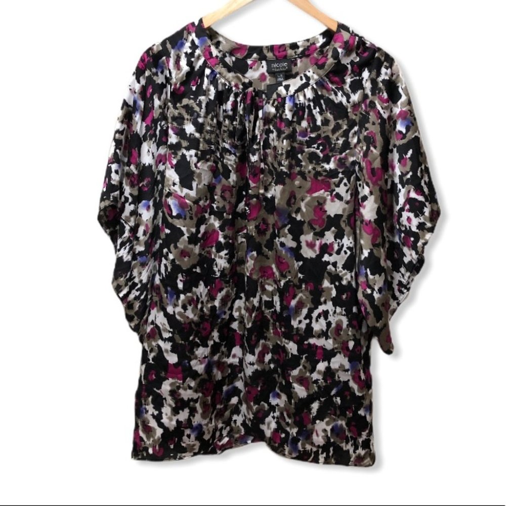 {Nicole Miller} Kimono Sleeve Printed Tunic